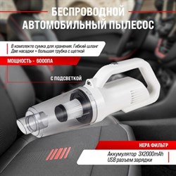 Пылесос автомобильный Skyway Тайфун, беспров., с подсвет.,80 Вт,11 В,2 насад+шланг,в сумке - фото 51392849