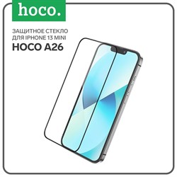Защитное стекло Hoco A26, для iPhone 13 mini, с защитной сеткой для микрофона, чёрное - фото 51393035