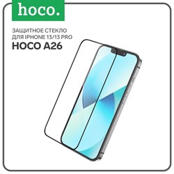 Защитное стекло Hoco A26, для iPhone 13/13 Pro,с защитной сеткой для микрофона, черная рамка - фото 51393044