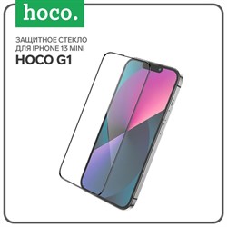 Защитное стекло Hoco G1, для iPhone 13 mini, ПЭТ слой, анти отпечатки, чёрное - фото 51393071
