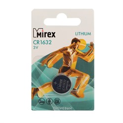 Батарейка литиевая Mirex, CR1632-1BL, 3 В, блистер, 1 шт. - фото 51394045