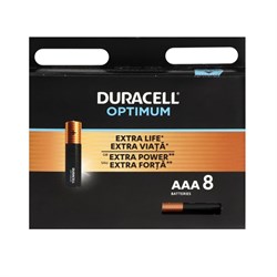 Батарейка алкалиновая Duracell OPTIMUM, AAA, LR03-8BL, 1.5В, блистер, 8 шт. - фото 51394687
