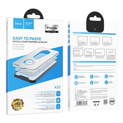Защитное стекло Hoco для iPhone 14 Pro Max, с рамкой для установки, полный клей, 0.33 мм - фото 51395155