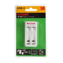 Зарядное устройство Kodak C8001B, для аккумуляторов 2хAA/AAA, USB, белое - фото 51397410