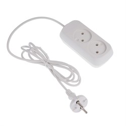 Удлинитель 2 розетки, 1.7 м, 6 А, ПВС 2х0.75 мм2, без з/к, белый - фото 51397607