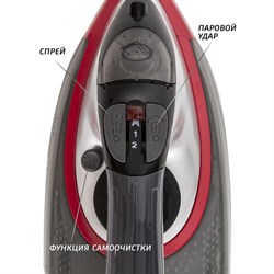 Утюг ECO-BI2601, 2600 Вт, керамическая подошва, 45 г/мин, 320 мл, цвет серый с красным - фото 51397992