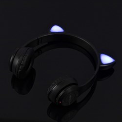 Наушники P47M, беспроводные, полноразмерные, BT, microSD, микрофон, AUX, с ушками, черные - фото 51398588