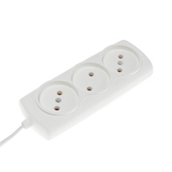 Удлинитель Luazon Lighting ECO, 3 розетки, 1.5 м, 6 А, 1300 Вт, ШВВП 2×0.75 мм2, без заземления, белый - фото 51399880