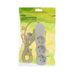 Удлинитель Luazon Lighting ECO, 3 розетки, 1.5 м, 10 А, 2200 Вт, ПВС 3х0.75 мм2, с з/к,белый - фото 51399927