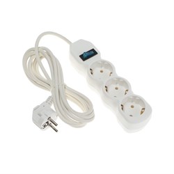 Удлинитель Luazon Lighting ECO, 3 розетки, 2.7 м, 16 А, 3500 Вт, ПВС 3×1 мм2, с заземлением, с выключателем, белый - фото 51399948