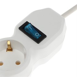 Удлинитель Luazon Lighting ECO, 3 розетки, 2.7 м, 16 А, 3500 Вт, ПВС 3×1 мм2, с заземлением, с выключателем, белый - фото 51399949