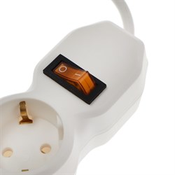 Удлинитель Luazon Lighting ECO, 3 розетки, 2.7 м, 16 А, 3500 Вт, ПВС 3×1 мм2, с заземлением, с выключателем, белый - фото 51399955