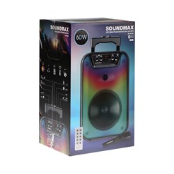 Портативная колонка Soundmax SM-PS4303, 60Вт, 2400мАч, FM, BT, microSD, USB, AUX, подсветка - фото 51400443