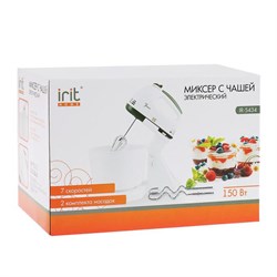 Миксер Irit IR-5434, стационарный, 150 Вт, 2 л, 7 скоростей, 2 насадки, белый - фото 51400557