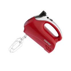 Миксер Centek CT-1118, ручной, 350 Вт, 5 скоростей, 4 насадки, красный - фото 51401039