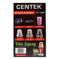 Блендер Centek CT-1324, 800 Вт, 2 стакана, 550 мл, красный - фото 51401050