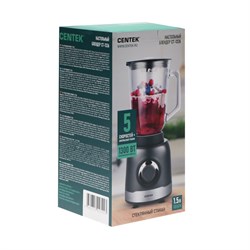 Блендер Centek CT-1326, стационарный, 600Вт, 1.5 л, 5 скорости+импульс.режим, стакан, серый - фото 51401163