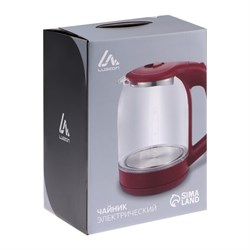 Чайник электрический Luazon LSK-1809, стекло, 1.8 л, 1500 Вт, подсветка, красный - фото 51401995