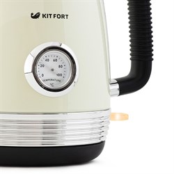 Чайник электрический Kitfort КТ-633-3, металл, 1.7 л, 2150 Вт, встроенный термометр, бежевый - фото 51402548