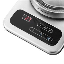 Чайник электрический Kitfort КТ-657, стекло, 1.7 л, 2200 Вт, регулировка t°, серебристый - фото 51402563