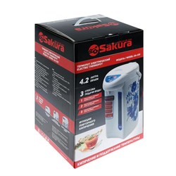 Термопот Sakura SA-335BR, 4.2 л, 750 Вт, 3 способа подачи воды, черно-красный - фото 51402649
