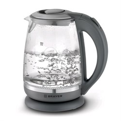 Чайник электрический BRAYER BR1044, стекло, 2 л, 2200 Вт, автоотключение, серый - фото 51403039