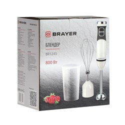 Блендер BRAYER BR1243, погружной, 800 Вт, 0.7 л, 2 скорости, белый - фото 51403076