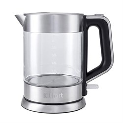 Чайник электрический Kitfort KT-617, стекло, 1.5 л, 2200 Вт, автоотключение, серебристый - фото 51403290