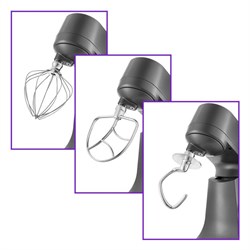 Миксер Kitfort КТ-3028-3, планетарный, 1000 Вт, 5 л, 3 насадки, 8 режимов+импульс, серый - фото 51403857