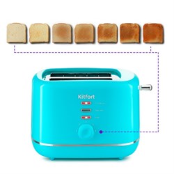 Тостер Kitfort КТ-2050-3, 850 Вт, 7 режимов прожарки, 2 тоста, бирюзовый - фото 51404297
