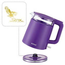 Чайник электрический Kitfort KT-6124-1, пластик-стекло, 1.2 л, 2200 Вт, фиолетовый - фото 51404342