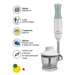 Блендер Econ ECO-432HB, погружной, 700 Вт, 0.5/0.5 л, 2 скорости, 3 насадки, фисташковый - фото 51405285
