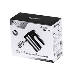 Миксер Pioneer MX320, ручной, 350 Вт, 5 скоростей, 2 насадки, чёрно-серебристый - фото 51405443