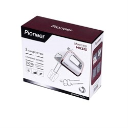Миксер Pioneer MX325, ручной, 350 Вт, 5 скоростей, 2 насадки, бело-бордовый - фото 51405494