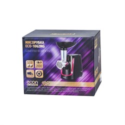 Мясорубка электрическая Econ ECO-1062MG, 2000 Вт, реверс, 4 насадки, чёрный-красная - фото 51405574