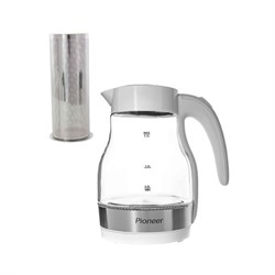 Чайник электрический Pioneer KE802G, стекло, 2200 Вт, 1.7 л, белый - фото 51405762