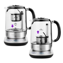 Чайник электрический Kitfort KT-6116, стекло, 1.7 л, 2200 Вт, подсветка, серебристый - фото 51405792