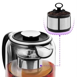 Чайник электрический Kitfort KT-6116, стекло, 1.7 л, 2200 Вт, подсветка, серебристый - фото 51405793