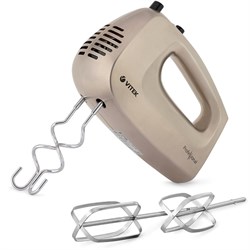 Миксер Vitek VT-1422, ручной, 600 Вт, 5 скоростей, бежево-золотистый - фото 51406070