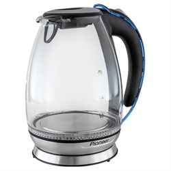 Чайник электрический Pioneer KE806G, стекло, 1.7 л, 2200 Вт, чёрно-синий - фото 51406969