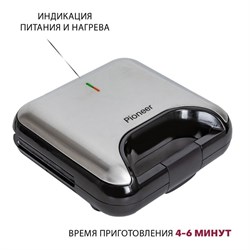 Прибор для выпечки Pioneer SM301D, орешница, вафельница, сэндвичница, 850 Вт, серебристый - фото 51407047