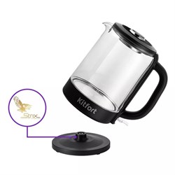 Чайник КТ-6156, электрический, стекло, 1.5 л, 2200 Вт, чёрный - фото 51407470