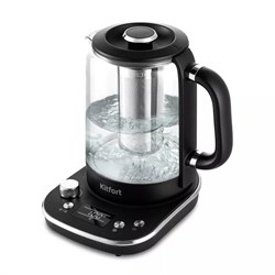 Чайник КТ-6157, электрический, стекло, 1.6 л, 2200 Вт, чёрный - фото 51407471