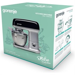 Миксер планетарный Gorenje MMC1000RLBK, 1000 Вт, чаша 4.5 л, 7 скоростей, 4 насадки, чёрный - фото 51407599