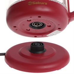 Чайник электрический Sakura SA-2709R, стекло, 1.8 л, 1800 Вт, бордовый - фото 51407741