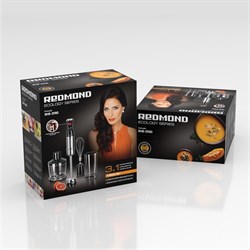 Блендер Redmond RHB-2980, погружной, 1200 Вт, измельчитель 0.5 л, черно-серебристый - фото 51407889