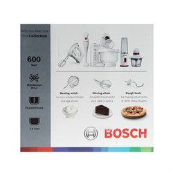 Кухонная машина Bosch MUMP1000, 600 Вт, 3.9 л, 4 скорости, 3 насадки, белая - фото 51408796