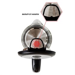 Чайники jvc JK-KE1815, стекло, 1.7 л, 2200 Вт, чёрный с серебристым - фото 51409296