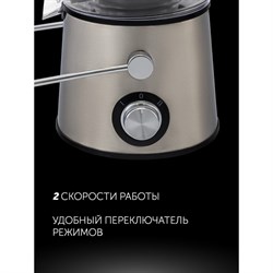 Соковыжималка Polaris PEA 1142A, центробежная, 1100 Вт, 0.5/1.4 л, 21000 об/мин, серебристая - фото 51410027