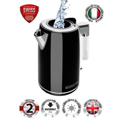 Чайник электрический Polaris 1746CA, металл, 1.7 л, 2200 Вт, чёрный - фото 51410076